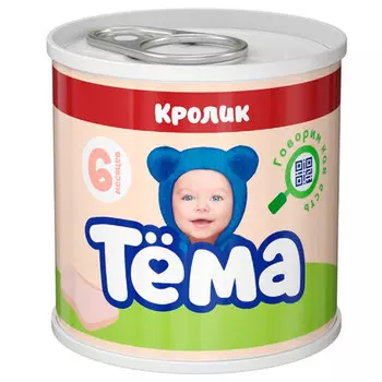 Пюре мясное Тёма кролик с 6 месяцев 90 гр (12 шт.)