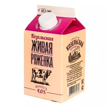 Ряженка живая Козельская 4% БЗМЖ 450 мл