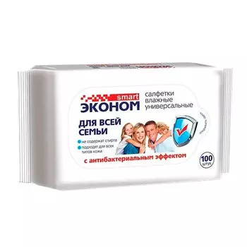 Салфетки Эконом smart влажные антибактериальные 100 шт
