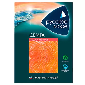 Семга Русское Море подкопченная филе ломтики 120 гр