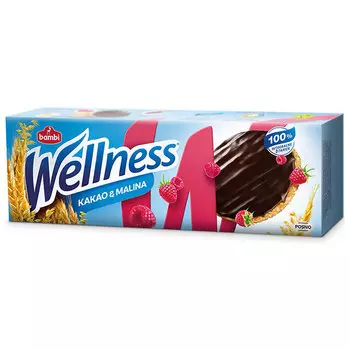 Печенье Wellness цельнозерновое глазированное малиновое с витаминами 150 гр