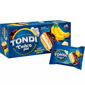 Пирожное Tondi Choco Pie банановый 6 шт, 180 гр