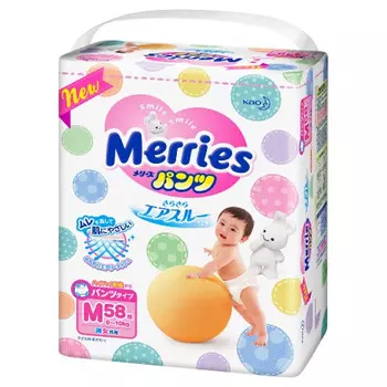 Подгузники-трусики Merries М 3 (6-10кг) 58шт