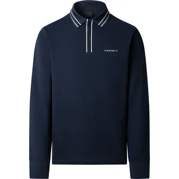 Поло с длинным рукавом Hackett Jacquard Tipped, синий