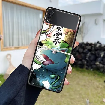 Case For Samsung Galaxy Z Flip 3 5G Black Hard Luxury ZFlip Phone Cover Fall Prevention Fashion PC Shell Japan Anime Pokemon Sac Samsung Z Flip 3 5G