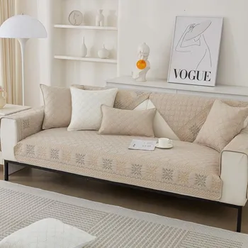 Подушка для дивана из чистого хлопка Four Seasons Simple Fabric Cotton Cushions Modern Universal Cover Fabric Backrest Non-Slip Sofa Cover Towel 70*70cm