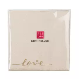 Kuchenland Салфетки бумажные, 21х21 см, 20 шт, бежевые, Love, Scroll