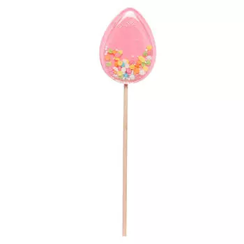 Леденец, 30 гр, погремушка, на палочке, изомальт, розовый, Яйцо, Easter