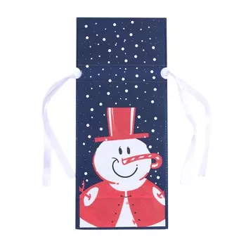 Мешок подарочный, 15х35 см, с завязками, полипропилен, синий, Снеговик, Snowman