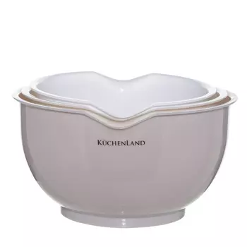 Миска, 1,5/2/2,5 л, 3 шт, со сливом, пластик, бежевая/кремовая/молочная, Soft kitchen