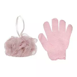 Набор для душа, 2 пр, женский, нейлон/ полиэстер, пудровый, Gentle spa