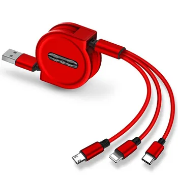 3 в 1 USB-кабель для зарядки для iPhone, кабель Micro USB и USB C, выдвижной портативный зарядный кабель для Iphone X 8, Samsung S9 белый