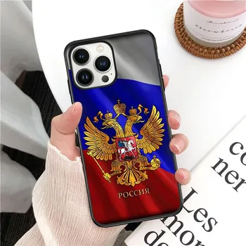 Чехол для телефона с эмблемой российского флага для iPhone 14 13 12 11 Pro MAX X XS Max XR Mini SE 7 8 Plus, черный чехол Funda Coque iphone XR
