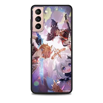 Чехол Genshin Impact для Samsung Galaxy S22 Ultra, чехол для телефона S21 S20 FE S10 S9 S8 Plus S10e S7 Edge, черный мягкий силиконовый чехол для игр Samsung S22 5G