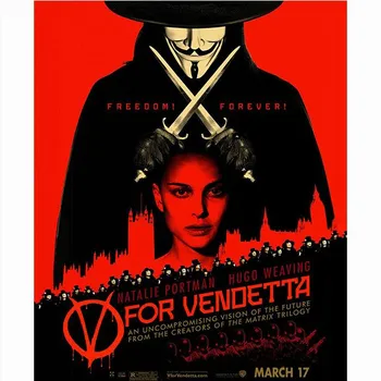 V значит Вендетта, 2005 антиутопический политический экшн, классический постер фильма, ретро постер, печать на холсте, домашний декор, настенная живопись 21x30cm No Framed