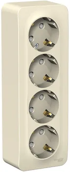 Розетка Schneider Electric BLNRA011412 4-я с/з со шторками 16А, 250В, изолир. Пластина Молочная наруж
