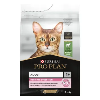 Purina Pro Plan Delicate сухой корм для кошек с чувствительным пищеварением и привередливых к еде с ягненком - 3 кг повседневный супер премиум для взрослых с ягненком для всех пород мешок Импортный корм 1 уп. х 1 шт. х 3 кг