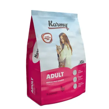 Karmy Adult полнорационный сухой корм для кошек, с телятиной - 1,5 кг повседневный премиум для взрослых с телятиной мешок Российский корм 1 уп. х 1 шт. х 1.5 кг