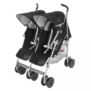 Коляска для двойни Maclaren Twin Techno Black (+ Защитный чехол СМЕШАРИКИ в подарок!)
