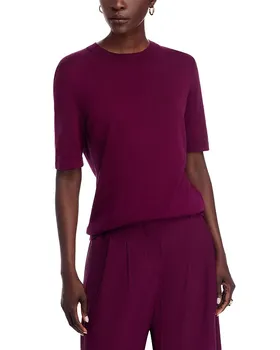 Свитер с рукавом 3/4 и круглым вырезом Lafayette 148 New York, фиолетовый