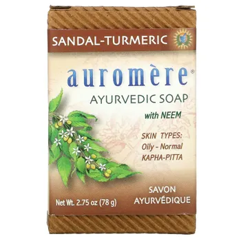 Auromere, аюрведическое мыло с нимом, сандаловое дерево и куркума, 78 г (2,75 унции)