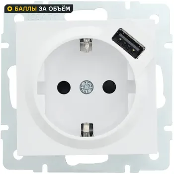 Розетка Lezard Vesna с заземлением разъем USB цвет белый