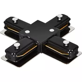 Коннектор Jazzway PTR CX-BL Х-образный для соединения трековых шинопроводов встраиваемых цвет черный
