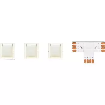 Коннекторы для RGB светодиодной ленты 5050 12-24 В 10 мм IP20 Т-образный 3 клипсы, контакты по центру