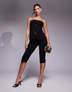 Штаны-капри ASOS DESIGN coord с разрезами по бокам черного цвета