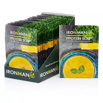 Суп сухой белковый со вкусом куриный с ароматными травами Fit Ironman пак. 20г 20шт