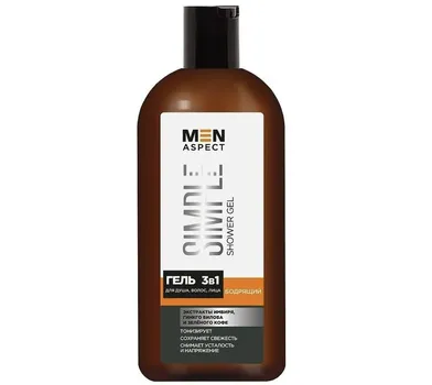 MEN ASPECT SIMPLE Гель для душа, волос, лица 3в1 Бодрящий, 500мл