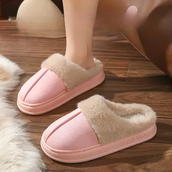 Winter women s thick-soled fur slippers 40-41 серый