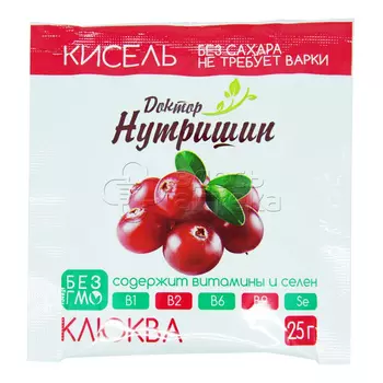 Кисель Доктор Нутришин клюква без сахара, 25г