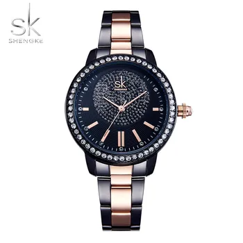 Shengke Diamond, женские кварцевые часы, лучший бренд, роскошные женские наручные часы с кристаллами, SK Girl, Relogio Feminino розовый