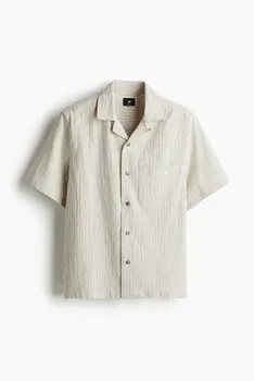 Повседневная рубашка из смеси льна, стандартного кроя H&M, бежевый