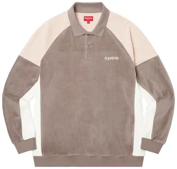 Поло Supreme Paneled Velour Long-Sleeve Polo 'Light Brown', коричневый