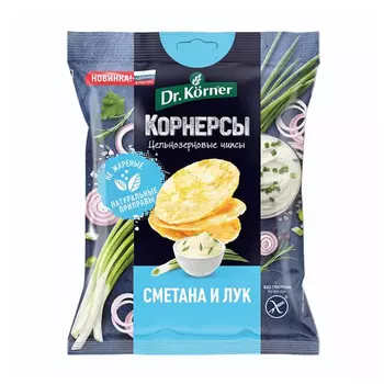 Чипсы Dr.Korner кукурузно-рисовый со сметаной и луком 50 г