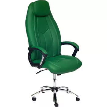 Кресло TetChair BOSS (хром), кож/зам, зеленый/зеленый перфорированный, 36-001/36-001/06