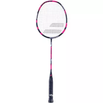 Ракетка для бадминтона Babolat First I, арт. 601327-156, алюминиевый обод, со струнами, розовый