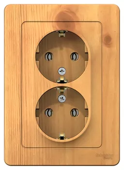 Розетка Schneider Electric BLNRS001025 2-ая с/з без шторок, 16А, 250В Ясень внутр