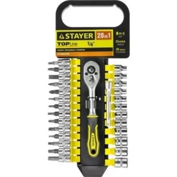 Набор торцевых головок Stayer Standard 4-13 мм 1/4'' 28 предметов (27754-H28)