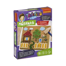 Набор для творчества Bondibon Мозаика с гвоздями и молоточком. На ферме