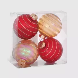 Набор елочных игрушек Unique Treasures 4 шт красный/золото