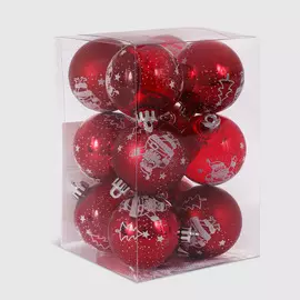Набор елочных игрушек Unique Treasures AL6012-9353RW 12 шт красный