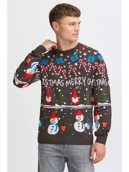 Пуловер BLEND Strickpullover BHCHRISTIAN 21301277ME weihnachtlicher Strickpullover, серый