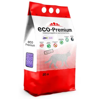 ECO Premium Лаванда наполнитель для кошек любого возраста древесный комкующийся - 20 л мешок Россия 1 уп. х 1 шт. х 7.6 кг