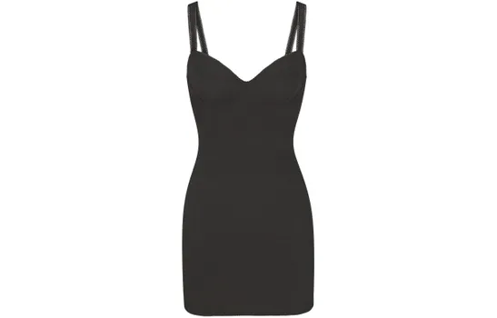 МИНИ-ПЛАТЬЕ SKIMS COTTON RIB PICOT CAMI, ПЛАТЬЕ-КОМБИНАЦИЯ, ЖЕНСКОЕ, СЕРЫЙ/ДЫМЧАТЫЙ