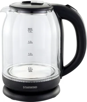 Чайник электрический Starwind SKG1779 1.8л. 1.7 кВт, пластик/стекло, черный (SKG1779)