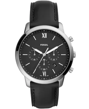Мужские часы Neutra Chronograph с черным кожаным ремешком, 44 мм Fossil