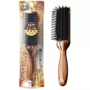 щетка массажная с кератином и антистатическим эффектом vess anti-static hair brush